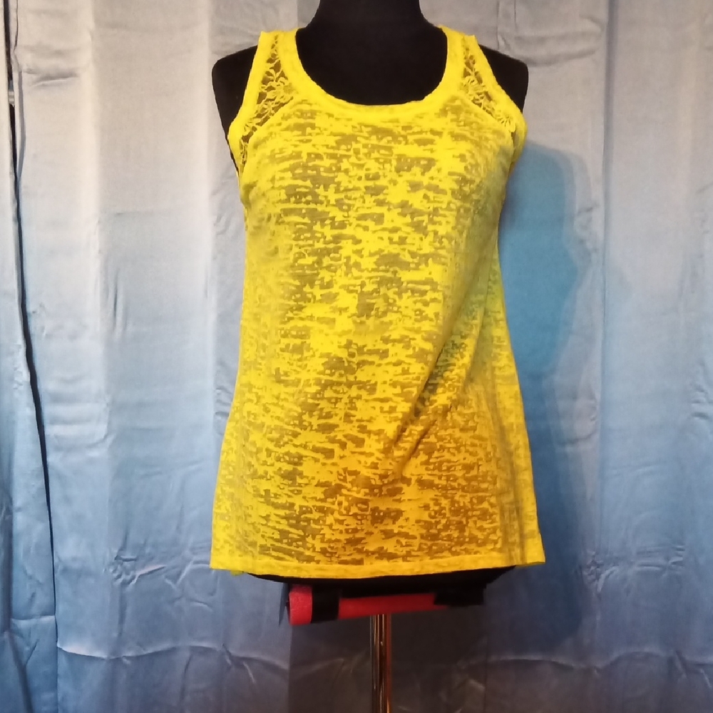 Color Story Vibrant Yellow Lace Tank Top